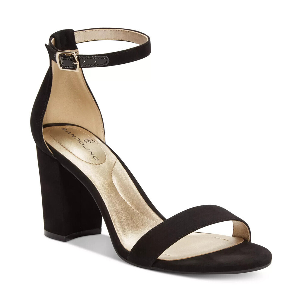 Bandolino Armory 2 Strappy Women's US 6 Black Faux Suede Dress Sandals LION513